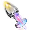 AMAZBEE Plug anale vibrante Vibratore Butt Plug per donne uomini Hearted Light Up Massaggiatore della prostata con telecomando Giocattoli sessuali elettrici in acciaio inox (L)