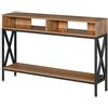 HOMCOM Tavolo Consolle Stile Vintage Industriale con 3 Ripiani e Telaio in Metallo, Color Noce e Nero, 120x23.5x75cm