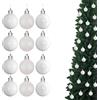 SHATCHI 30 mm/12 palline di Natale infrangibili bianche, decorazioni per albero di Natale, palline ornamentali da appendere per le vacanze, lucide, opache, glitterate