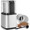 QEXREED Macina Caffe' Elettrico 150W, Macinacaffè Elettrico con Contenitori Rimovibili in acciaio inossidabile, 60g Capacità, per Chicchi di Caffè, Spezie, Cereali, Pepe, Noci