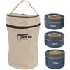 TOPINCN Lunch Box Rotondo in Acciaio Inossidabile con Coperchio, a Prova di Perdite, Grande capacità, Facile da Pulire, per Ufficio (3 Cassetta di sicurezza per microonde)