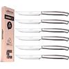 Arcos - Set di coltelli da bistecca, 6 pezzi, in acciaio inox, lama 110 mm, manico rotondo e forma ovale, monoblocco, confezione ecologica (filo liscio)
