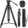 NEEWER Treppiede Video Pro 74 con Testa Fluida di Smorzamento Regolabile, Piastra QR in Metallo a Doppia Modalità , Pan 360° e Incli +90°/-75°, Max 10kg, TP75