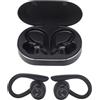 Rankomu Cuffie sportive Bluetooth impermeabili stereo con cancellazione del rumore, auricolari wireless con microfono e gancio per l'orecchio, per guida, sport, viaggi, nero