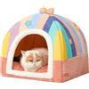Jiupety Cuccia Gatto Chiusa Interno, 2-in-1 Pieghevole Letto per Gatti, Cute Warm Casetta per Gatti Con Cuscino Lavabile Rimovibile, 43 cm Cuccia Gatti, Rosa