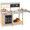 COSTWAY Cucina Giocattolo per Bambini in Legno, Cucina per Bambini con Lavagna e Ripiani Aperti, con Lavello Nascosto, Piano di Lavoro Rimovibile, per Bambini 3 Anni +, 89 x 45 x 90 cm