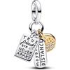 Pandora Moments 763436C01 - Ciondolo triplo dell'amicizia in argento sterling con lega di metallo placcato oro e zirconi, compatibile Moments e ME Braccialetti, misura unica, Argento sterling,