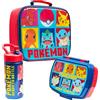 Pokémon Porta Pranzo Termico, Lunch Box e Borraccia, Set 3 Pezzi - Regalo Bambini(Rosso/Blu)