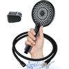 YOSSEE Soffione Doccia Nero con Tubo Flessibile 1,5M Anti-Twist - Doccetta Universale, 3 Modalità di Getto, Supporto Regolabile, Kit Completo in PVC Durevole, Antipiega e Antigoccia per Bagno