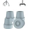 supregear Punte per Bastone (4-Pack), 13 mm Punta in Gomma Antiscivolo per Bastone Quad Sostituzione per Bastoni da Passeggio, Stampelle Accessori per Pastone Pieghevole, Grigio