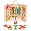 BALINCO Tool Box Bambini, Martello Giocattolo in Legno, Sega, cacciavite, Righello, pinze, morsa, Set da banco da Lavoro, Giocattoli a Partire da 3 Anni