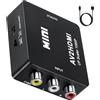PKOUVOO RCA to HDMI Converter - 1080P Composite CVBS Audio Video Adapter With PAL/NTSC Support for PC, Laptop, Xbox, PS4, STB, VHS, VCR, TV, Blue-Ray