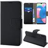 N NEWTOP Newtop Cover Compatibile per Samsung Galaxy A50/A50S/A30/A30S, HQ Lateral Custodia Case Flip Magnetica Libro Portafoglio Simil Pelle Stand (Nero)