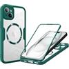 LENGRACE Cover per iPhone 15,Compatibile con MagSafe Protezione dello Schermo Trasparente Antiurto Magnetica Bumper TPU Custodia per iPhone 15-Verde