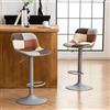 YOUNIKE Sgabello da Bar Set di 2 Sedie da Bar Girevoli Colorate in Stile Patchwork con Altezza Regolabile, Morbida Imbottitura, Sgabelli da Banco con Schienale Cavo, Seggiolone da Bar, Grigio Beige