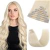 SEGOHAIR 8 extension con clip in capelli veri, sottili da 18 pollici, capelli veri e propri, con clip, biondo platino (70 g) per capelli veri