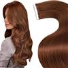 LaaVoo Extension Capelli Veri Biadesivo 20pz Rosse Marrone Umani Lisci Remy Extension Biadesive Capelli Veri Invisibile Adesive 35cm 50g #33