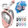 HINATAA Maschera Subacquea,Doppia Palla Galleggiante Maschera Snorkeling,180° Anti-Nebbia Leak Proof Maschera Facciale Integrale Snorkeling,Fotocamere Compatibili Bambini,Adulti (S/M, Rosa Chiaro)