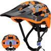 Favoto Casco da Bicicletta Mountain con Visiera - Tecnologia Double Inmould Caschi MTB Ciclismo Leggero per Adulti Certificato CE L 59-61cm Regolabile Arancione Camouflage