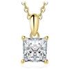 JewelryPalace 1ct Collana Solitario Donna Argento 925 con Creato Moissanite, Collana Ciondolo Pietra a Taglio Principessa con Catena Maglia 45cm, Collane Pendenti Dorati in Oro Set Gioielli Donna