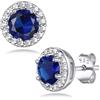 Bestyle Orecchini Donna Argento 925 con Pietre Portafortuna 12 Mesi Orecchini Donna Punto Luce con Zirconi Tonda Blu Zaffiro Regalo per Compleanno