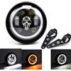 evomosa Faro moto 5,75 pollici, faro universale LED distanziatore luce con staffa per moto cafe racer (C)