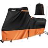 SRIMMIT Telo protettivo impermeabile per esterni, 420D, grande, con box laterale, adatto per modelli Touring Road King Special, Street Glide, Road Glide, Heritage Classic (274,3 x 111,8 x 142,2 cm, nero e