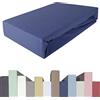 Edda Lux Premium - Lenzuolo con Angoli per materassi con altezza da 20 a 40 cm, 140 x 200/220 cm, 160 x 200/220 cm, 95% Cotone 5% Elastan, OEKO-Tex, in Jersey, colore: Mirtillo