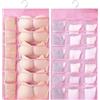 FonVan Organizer Armadio da Appendere, Organizzatori di Armadi, Pieghevole, Bifacciale Deposito 12+18 Tasche a Rete, Organizer da Appendere per Reggiseni Biancheria Intima e Calzini Cravatte (Rosa)