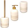 iubihome - Set Bagno Accessori Completo di Lusso, 3 Pezzi in Ceramica Kit Accessori Bagno Moderni con Scopino Bagno Wc, Porta Sapone Liquido e Spazzolini