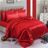 Zimel Homes, set di biancheria da letto in raso con copripiumino, lenzuolo con angoli, 4 federe | matrimoniale, set completo di biancheria da letto in seta (rosso, matrimoniale)