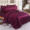Zimel Homes, set di biancheria da letto in raso con copripiumino, lenzuolo con angoli, 4 federe,matrimoniale, set completo di biancheria da letto in seta (bordeaux, matrimoniale)