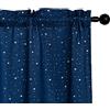 GIRASOLE HOME® Coppia Tende Semi Oscuranti Fantasia Stelline Argentate Tenda per Soggiorno Camera Cameretta Cucina e Interni 2 Pannelli con Tasca (Blu Navy, 70x238cm)