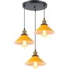 iDEGU 3 Luci Lampadario a Sospensione Vintage Industriale 22CM Lampada a Sospensione Design Retrò in Metallo E27 Illuminazione Lampada da Soffitto per Cucina Camera da Letto Soggiorno (Giallo)