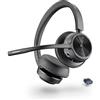 Poly Voyager 4320 UC, Cuffia Senza Filo, Connessione Bluetooth 5.1 e Dongle USB-C BT700, Cancellazione del Rumore, Cuscinetti in Similpelle, Autonomia 24 Ore, Compatibile con Windows 10 e macOS, Nero