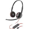 Poly Blackwire 3220, Cuffia Cablata con Connessione USB-A, USB-C, AUX 3,5 mm, Cuscinetti in Similpelle, Riduzione del Rumore e dell'Eco, Comandi sul Cavo, Compatibile con Windows 10 e macOS, Nero