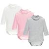 Moda Egidio Body Lupetto Ellepi Caldo Cotone Manica Lunga Unisex (Bianco Rosa Grigio, 9 mesi)