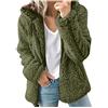 BOTCAM Teddy, giacca in pile da donna con cappuccio, a maniche lunghe, in pile Fuzzy, con chiusura lampo, leggera e sportiva da donna, adatta per attività all'aria aperta, verde, XXXXL
