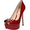 Guess Donna Scarpe Decollete Tacco 13 Plat. 3 Timm Spuntato Open Toe Patent Vernice FL4TIMPAT07 RED,40