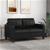 Homgoday Divano lounge a 2 posti con schienale, doppio divano per ospiti, soggiorno, divano, moderno, per soggiorno, reception, ufficio, nero, 140 cm in ecopelle