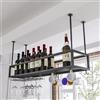 DSEWTEZXI Metallo caffetteria Mensola vino a Soffitto, Moderno Bar Soffitto Porta calice, Cucine Scaffale da soffitto per vino, parete Bicchiere Vini Cremagliera, arte del ferro vini porta bottiglie espositore.