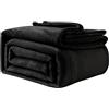 Good Nite Coperta in pile soffice, 130 x 150 cm, per divani, morbida, grande, per adulti, lavabile in lavatrice (nero, singolo)