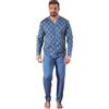 Leo Corsetteria Pigiama Lungo Uomo 100% Caldo Cotone Invernale Aperto Bottoni Tre Tasche Taglia 56 Colore Grigio