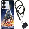 WUACYEAMING Natale Cover Compatibile con Xiaomi Redmi 13C,antiurto in silicone TPU morbido antiscivolo custodia protettiva -Albero di Natale+1* Cordino Cellulare Universale