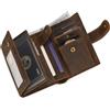LUUFAN Portafoglio da uomo con catena, in vera pelle, doppia cerniera, portamonete, portamonete, porta carte di credito, marrone, 6001zs-marrone, Corto, Vintage