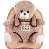 PERLETTI - Zaino Bambina Bambino 3 4 5 Anni - Peluche Orso Beige - Zainetto Borsa da Bimbo Bimba Scuola Asilo Viaggi - Cartella Scolastica Morbida - 21x27x9 cm (Orsetto Marrone)