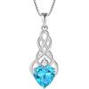 FJ Collana Nodo Celtico Irlandesi in Argento Sterling 925 Ciondolo Infinito con Pietre Portafortuna Marzo Acquamarina Collana per Donna