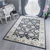 TAPISO Dubai Tappeto Tradizionale Pelo Corto Soggiorno Design Classico Cornice Motivo Floreale Ornamenti Tonalità GrigioScuro Salotto Sala Camera Ufficio Oeko-Tex 60 x 100 cm