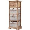 Rebecca Mobili Cassettiera Mobiletto Bagno 1 Cassetto 3 Ceste Legno Vimini Marrone Chiaro Country Bagno Cucina Arredamento Casa - 81 x 30 x 27 cm (H x L x P) - Art. RE6106