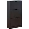 Rebecca Mobili Scarpiera Salvaspazio, Armadio Portascarpe, MDF, Nero, 3 Ante, per 12 Paia, per Bagno Ingresso Corridoio - Misure HxLxP: 119 x 60 x 23 cm - Art. RE7012